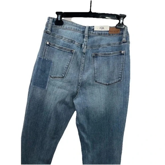 NWT Judy Blue High Waist Patchwork Boyfriend Jeans 7/28 Blue Stretch 88499 Boho - Picture 5 of 14